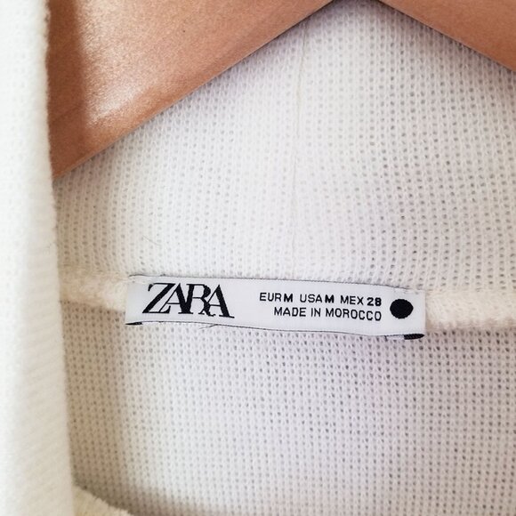 Zara Soft Knit Mock Neck Two Tone Tunic Sweater Mini Dress Ivory Gray Size M - Picture 7 of 14